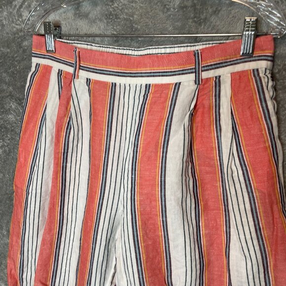 Tommy Hilfiger Women Retro Striped Coastal Preppy Linen Blend Cropped Pant S - Picture 3 of 11